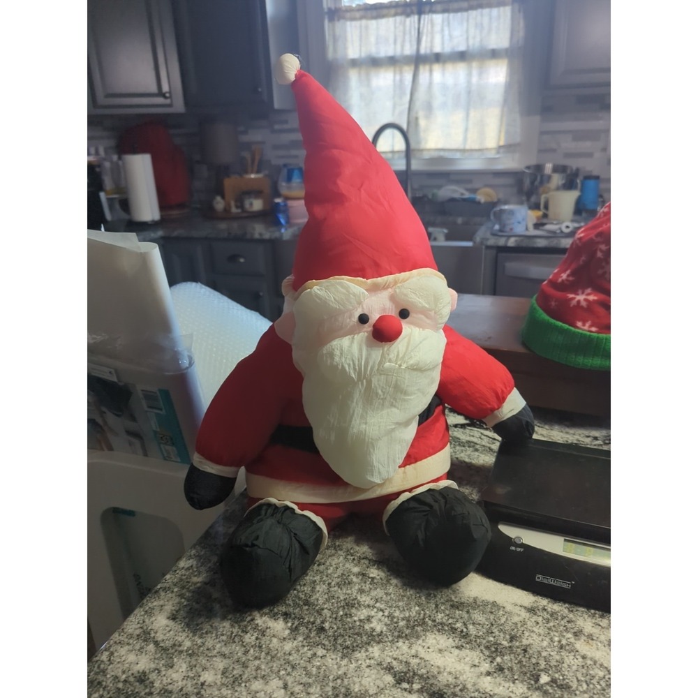 International Silver Christmas Vintage Parachute Santa Claus 20" Stuffed  Toy